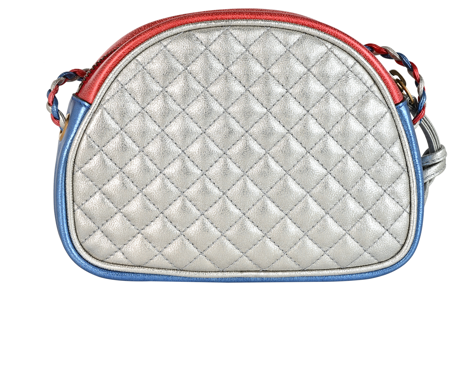 Mini Dome Trapuntata, &pound;550, Handbags, Blue/Red, Leather, Back view